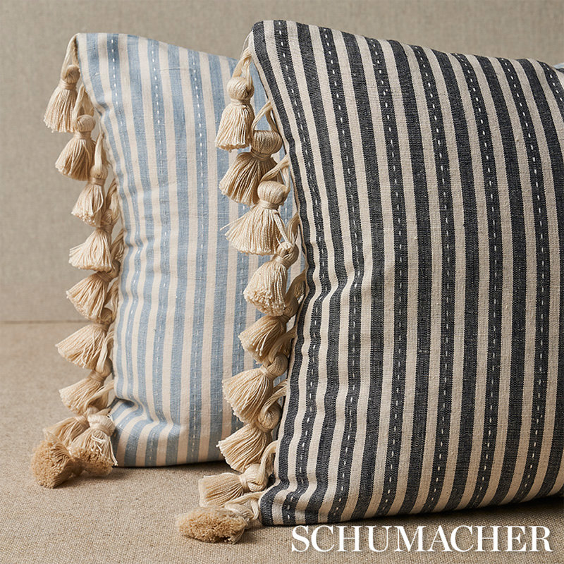 Mathis Ticking Stripe Pillow, Carbon, 16" x 12"