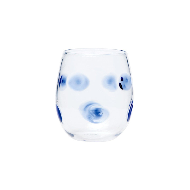 Goutte de 10 oz Verre à vin sans pied, Bleu