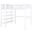Lit mezzanine en métal avec 4 tablettes en blanc