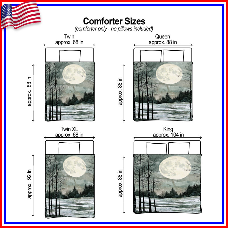 Full Moon Winter Landscape Comforter, Twin Extra Long
