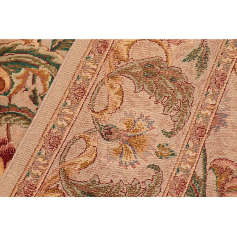 Tapis brun en laine à motif floral fait à la main 5 pi 11 po x 10 pi 1 po Coova