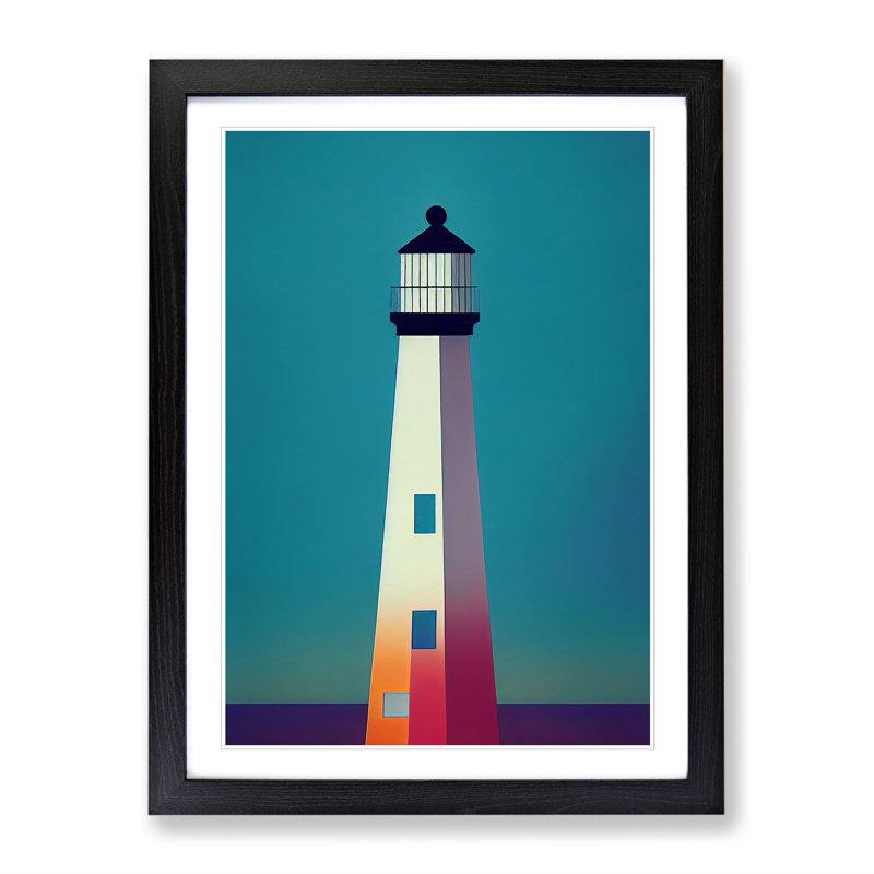 Lighthouse Minimalism Vol.2 - Picture Frame Print, 34cm H x 25cm W x 2cm D, Oak