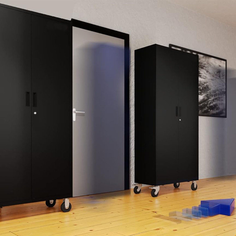 Rolling Storage Cabinet with Wheels & Lock, Moveable Garage Storage Cabinet with Locking Doors (72" Large Rolling Key, Black)