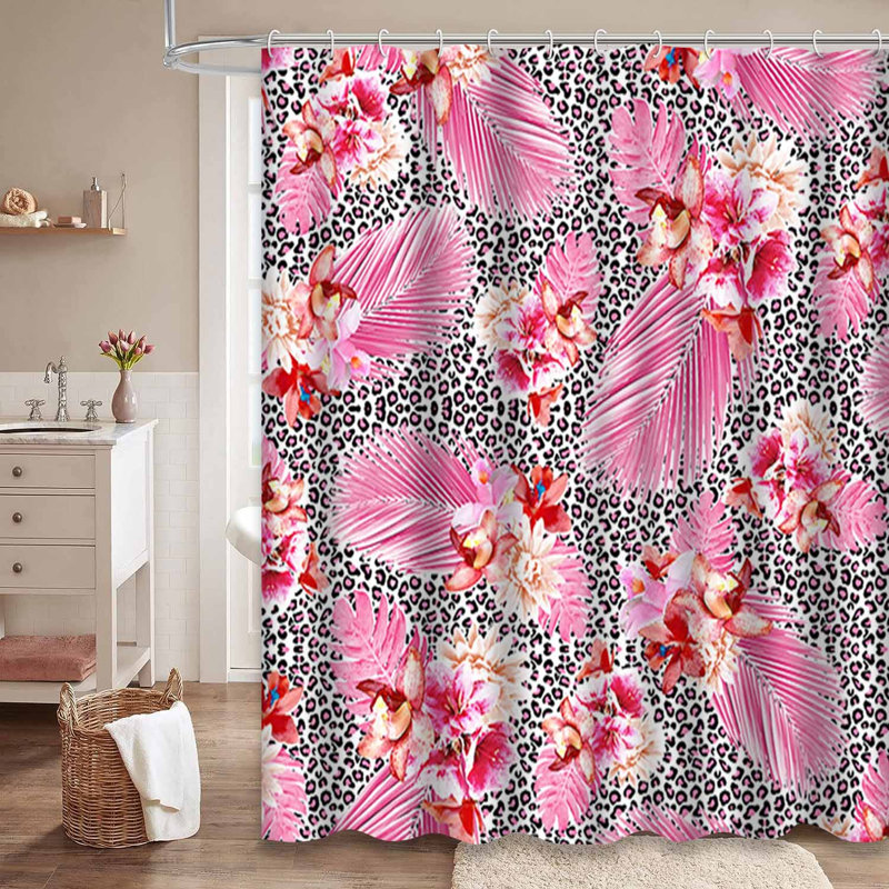 Rideau de douche imperméable rose, rideaux de douche pour la salle de bain avec 12 crochets, 72" L x 72" W