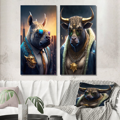 «Rhino Gangster In NYC», 2 pièces sur toile