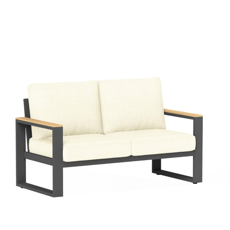 Terrasse extérieure en aluminium de 52 pouces (132 cm) résistante aux intempéries, avec assises confortables, structure stable et montage facile. Pieds réglables.
