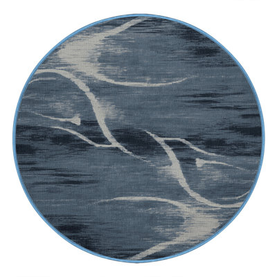 Machine Washable Abstract Blue Area Rug