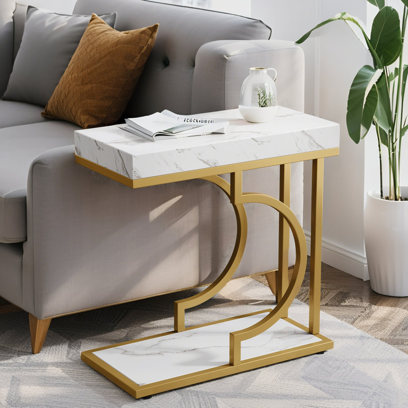 Petite table basse avec table de bout et table d'appoint, Blanc / Blanc