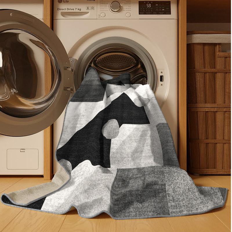 Tapis gris moderne et contemporain lavable à la machine Bensonhurst, 8 x 12