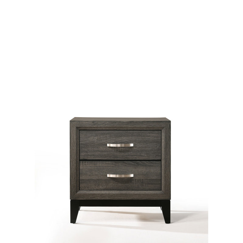 Weathered Gray Nightstand With Build And Storage Space Function Drawer