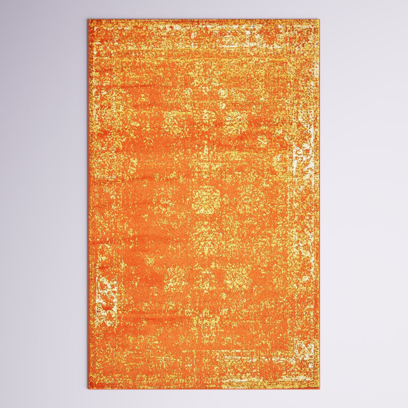 Tapis à motif oriental orange Brandt, Rectangle 2 pi 2 po x 3 pi 1 po