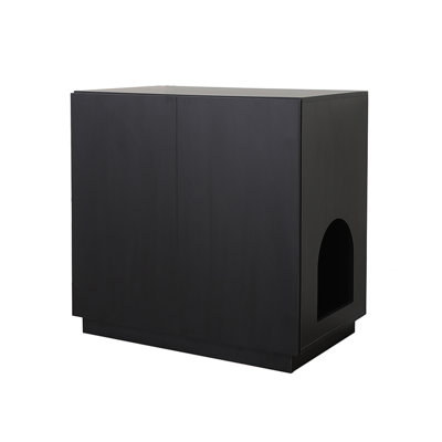 32'' Black Modern Cat Litter Box Enclosure
