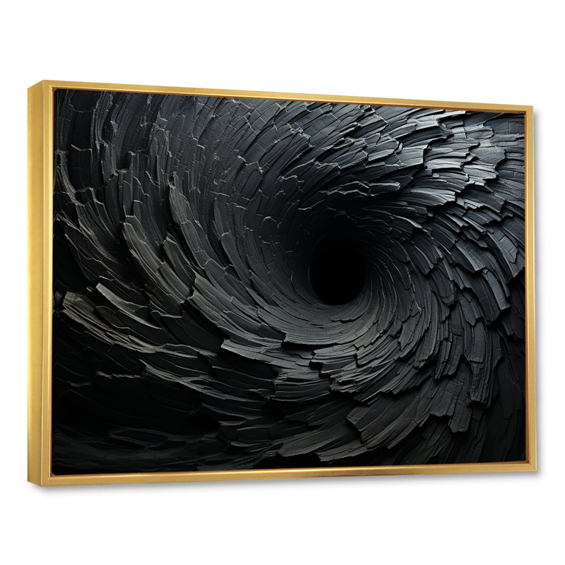 «Black Spiraling fractal sprial», reproduction sur toile à spirales abstraites, Doré, H 34 po x l 44 po
