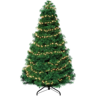Pre-lit Christmas Tree, Artificial Spruce Tree with 8 Warm Light Modes
