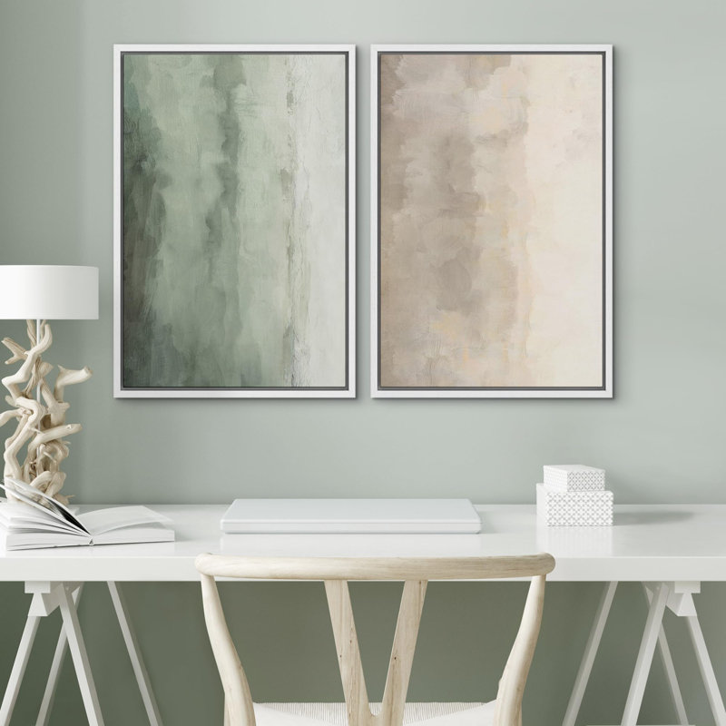 «Paysage de marbre rose et lavande avec rayures blanches», 2 pièces sur toile, H 24 po x l 36 po, Cadre blanc
