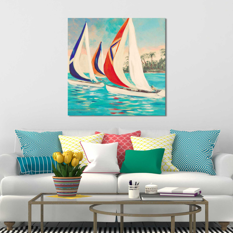 «Sunset Sails II», reproduction de peinture acrylique, H 18 po x l 18 po x P 1 po, Toile tendue