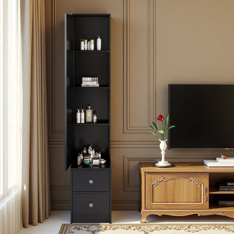 Armoire à miroir simple et élégante, armoire à miroir pleine grandeur, très grand miroir, rangement multicouche à grande capacité, à utiliser seul ou en combinaison avec un meuble-lavabo