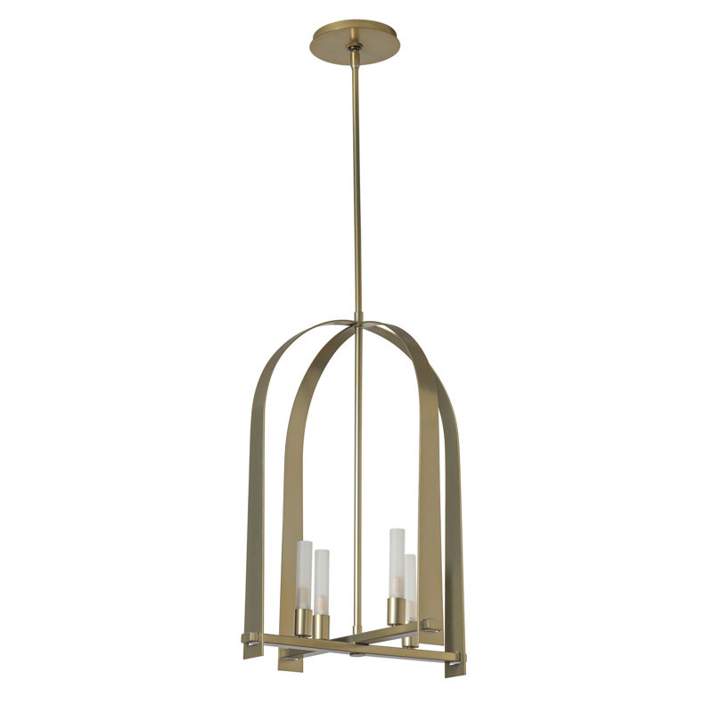 Triomphe 4 - Light Lantern Geometric Chandelier, Modern Brass