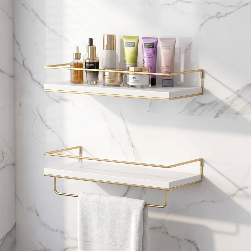 Ensemble de 2 tablettes flottantes Modern Modern White & Gold