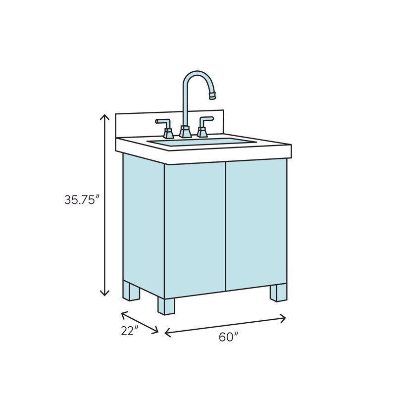 Daria 60'' W Single Vanity, White, Carrara Cultured Marble, Brushed Gold