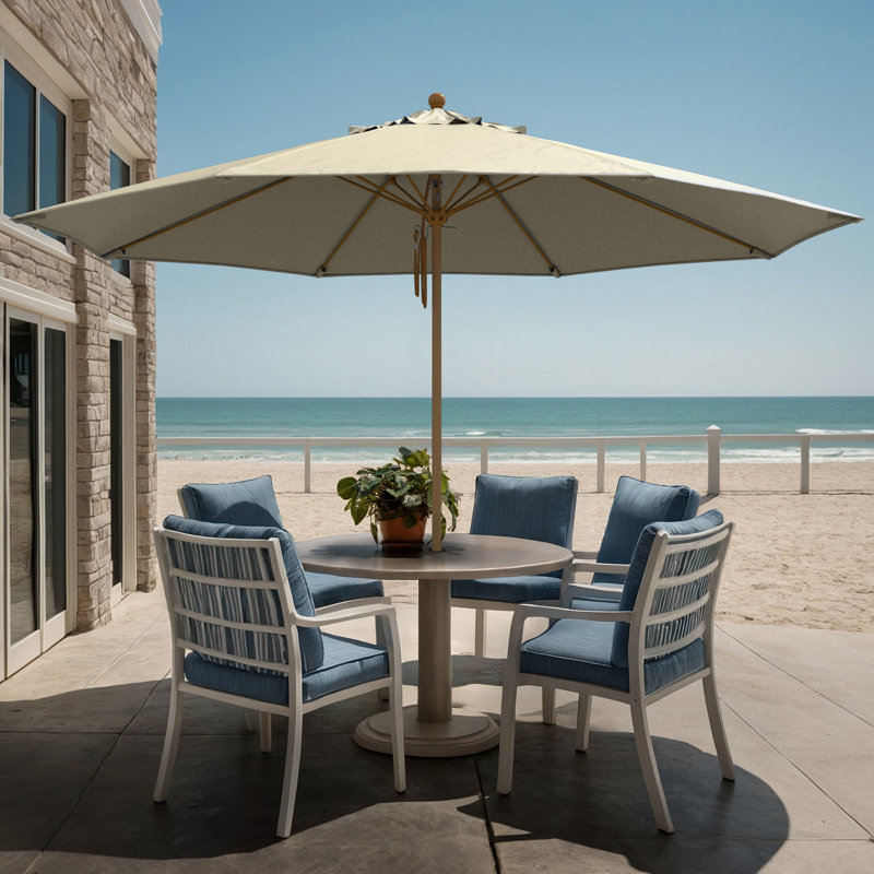 Parasol en bois de teck 11 pi, Beige