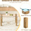 Table de salle à manger 49,6 * 30 pouces avec pieds en verre transparent et grain de bois, conception de connexion exquise, configuration de glissement pour