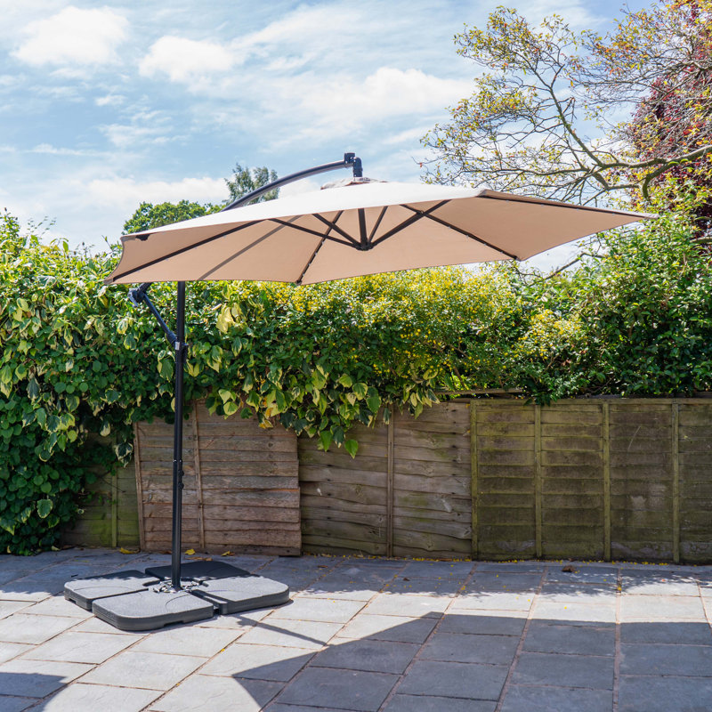 Horan 300cm Lighted Cantilever Parasol, Beige/Black