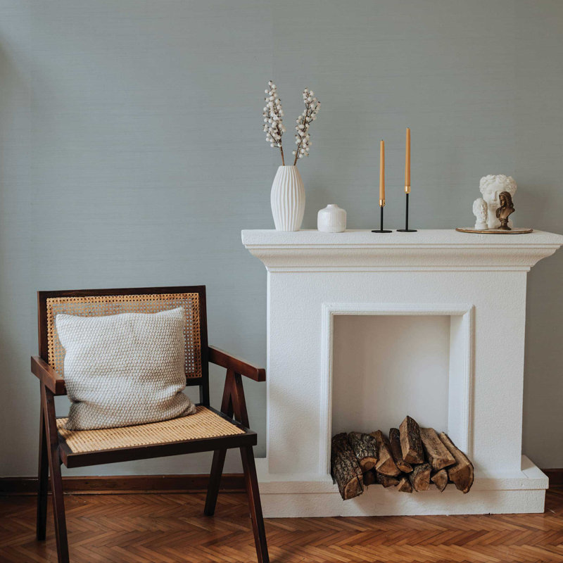 Fine Weave Abaca Authentic Grasscloth Wallpaper, Blue