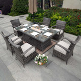 Ardala 6 - Person Wicker Patio Dining Set with Rectangular Table , Cushions Included