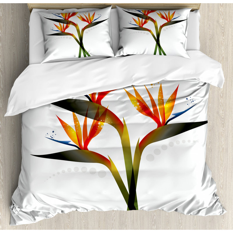 Coastal Polyester Floral Duvet Cover, Queen Duvet Cover + 2 Shams