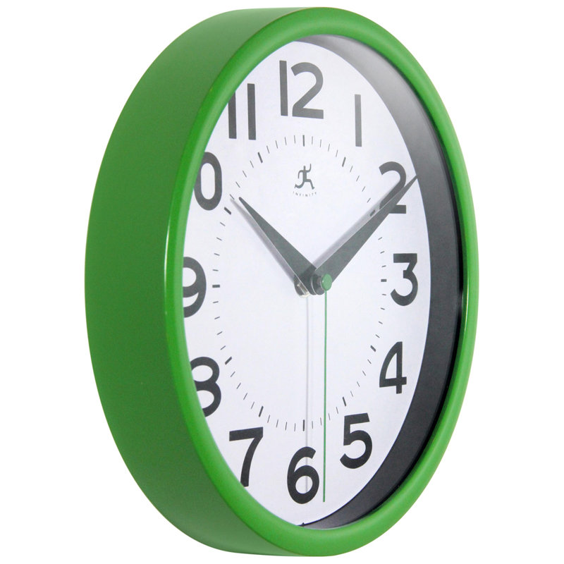 Modern/Contemporary Round Plastic Wall Clock 9 Inches, Green