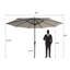 Parasol de patio 9 'en gris - protégé, avec évent, facile à ajuster pour le patio, la plage, le jardin, le soleil, le pare-vent, l'ajustement