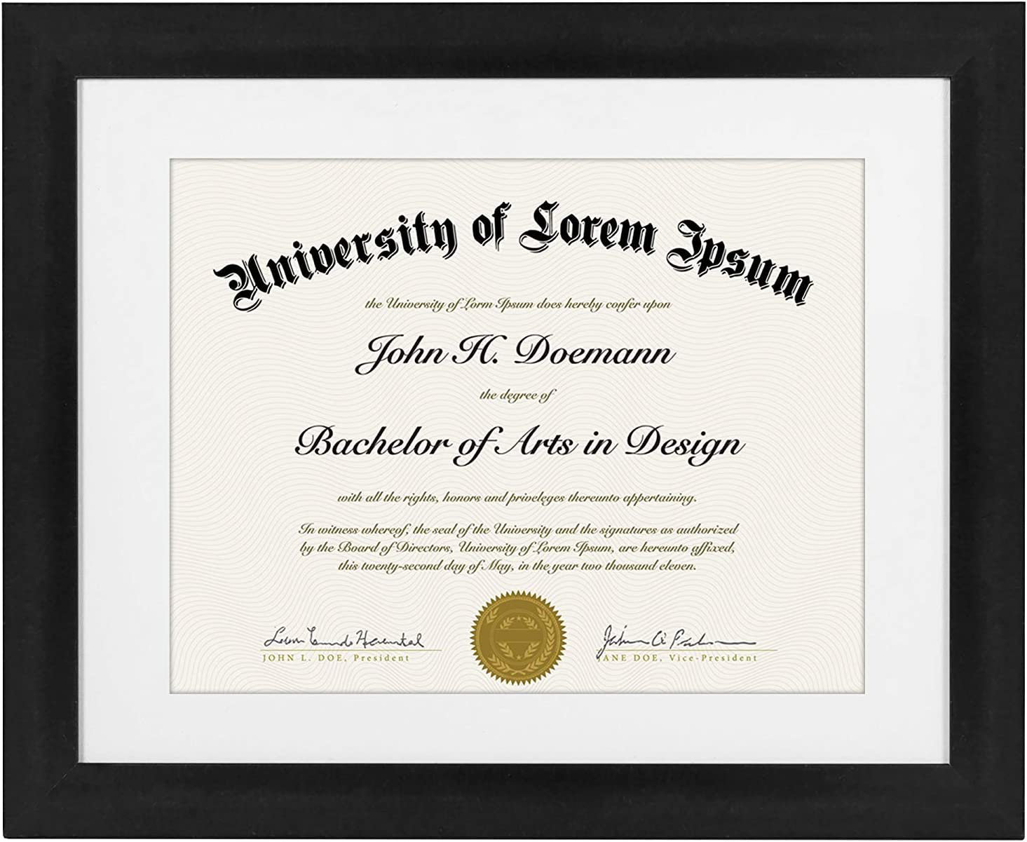 Picture Mat Diploma Size Mat Ivory Black 11x14 Mat for 8.5 X 