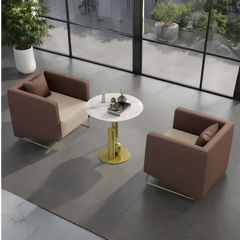 Curry and Beige Reception Sofa Set