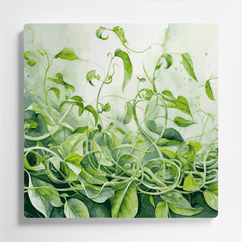 Art mural en métal légumes pousses de pois vert, H 16 po x l 16 po
