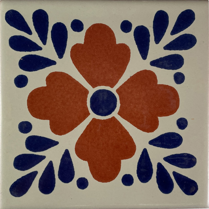 4.2" x 4.2" 9pcs TalaMex Terra Tlaquepaque Mexican Clay Tile Handmade Talavera Backsplash