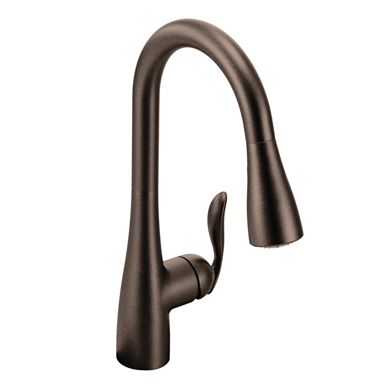 Robinet de cuisine rétractable à poignée unique avec fonctions Power Boost et Reflex de Moen Arbor, Bronze frotté à l'huile