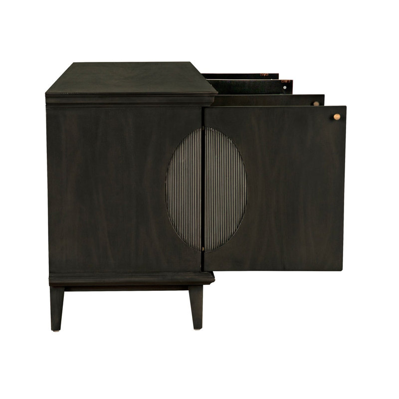 Dumont 74.5'' Black Mahogany Hand-Carved Sideboard