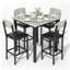 Ensemble de table de salle à manger 5 pièces pour 4 personnes, table à hauteur de comptoir avec 4 tabourets de bar rembourrés, ensemble de 4 tables et chaises de cuisine modernes avec repose-pieds et dossier, ensemble de salle à manger compact pour pub, salle à manger, restaurant-1031297702