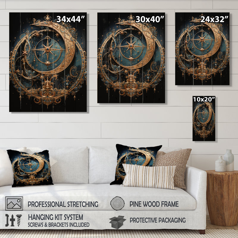 Art de l'Islam, croissant de lune I sur bois, H 40 po x l 30 po x P 0,78 po