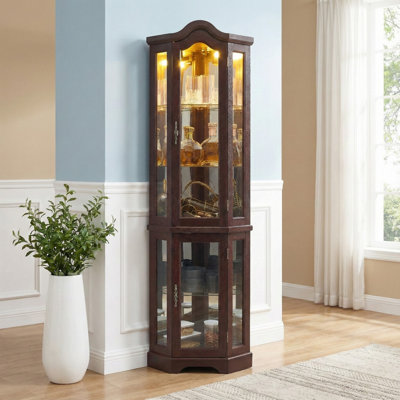 Vitrine de coin lumineuse cerise foncée
