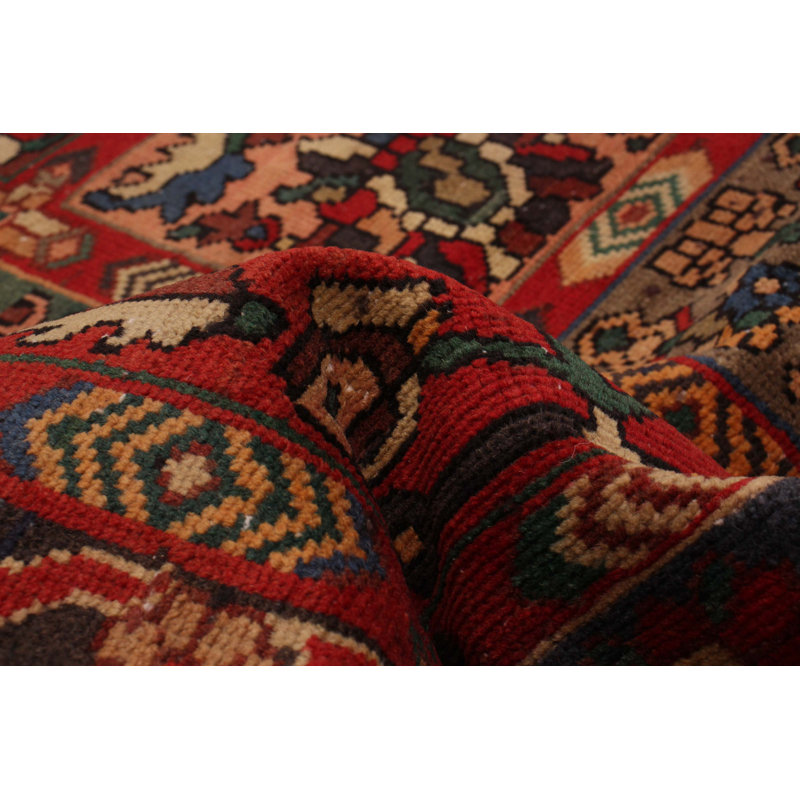 Tapis rouge en laine des années 1990 de 4 pi 9 po x 9 pi 6 po Ysella