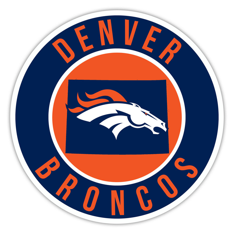 Denver Broncos Bright Line - 16" Circle With State