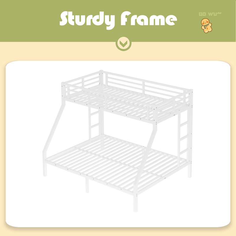 Metal Twin XL Over Queen Bunk Bed For Teens And Adults,Space-Saving/Noise Reduced/No Box Spring Needed