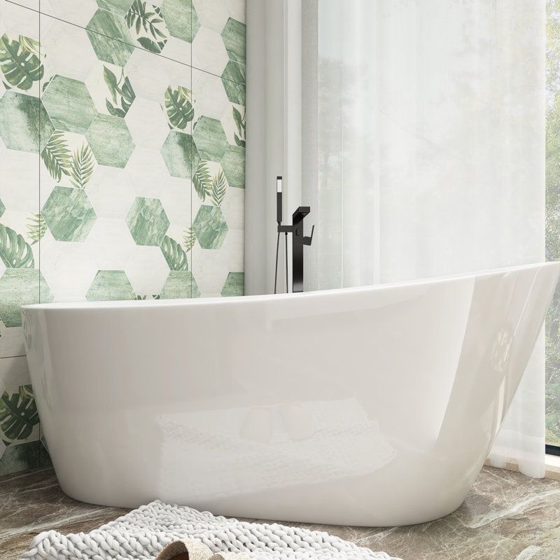 67'' x 31.5'' Freestanding Soaking Acrylic Bathtub in White