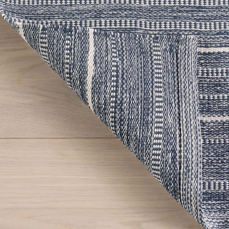 Tapis bleu marine tissé à la main Skipper, Rectangle 8 pi 6 po x 11 pi 6 po