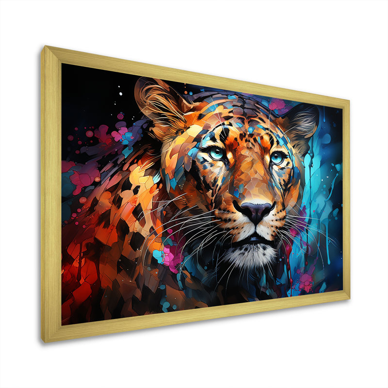 Pop Art Wild Elegance Tiger Harmony, H 12 po x l 20 po x P 1 po, Encadrement doré
