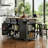 Black 5-Wheel Portable Kitchen Island 3-Piece Set, Including 2 Bar Stools, Power Outlet, Folding Tabletop, Multiple Storage Shelves And Drawers.-650859083