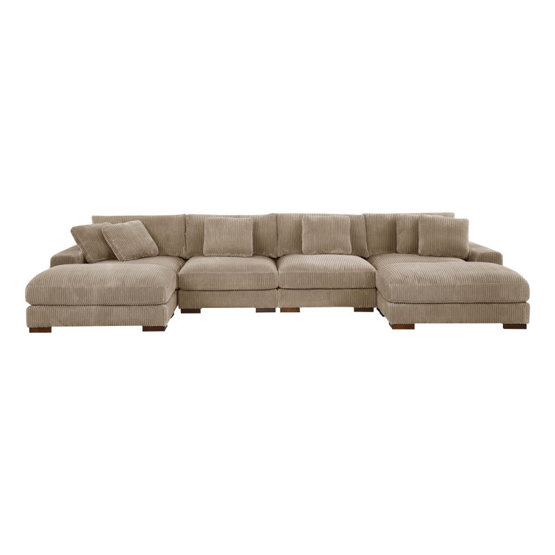 Satter 160" Wide Symmetrical Large Sectional, Taupe Corduroy