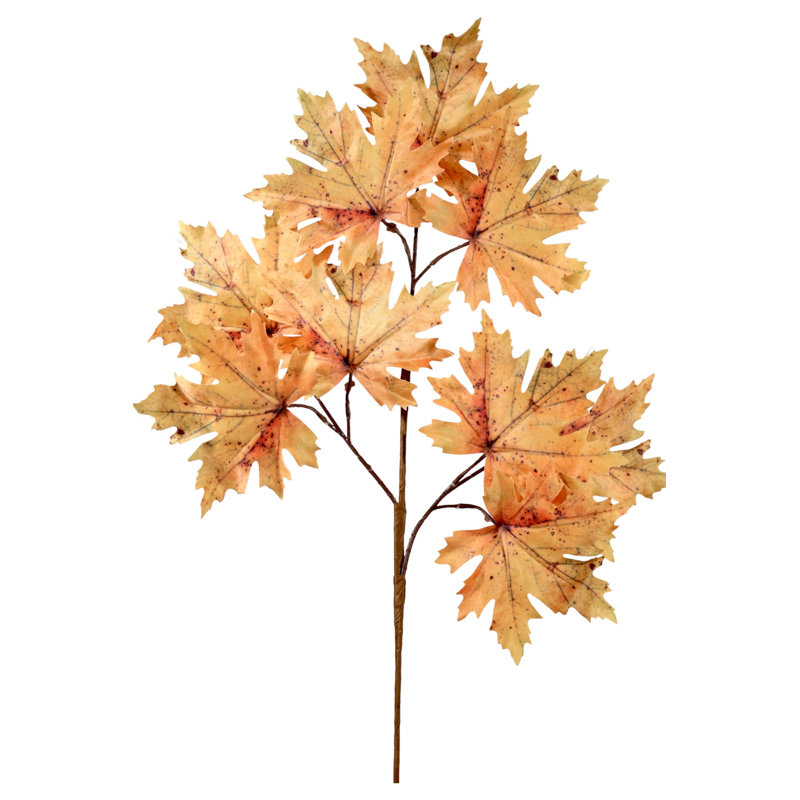 Maple Leaf Spray With 3 Branches â€“ Artificial Fall Foliage Stem 6 Pack